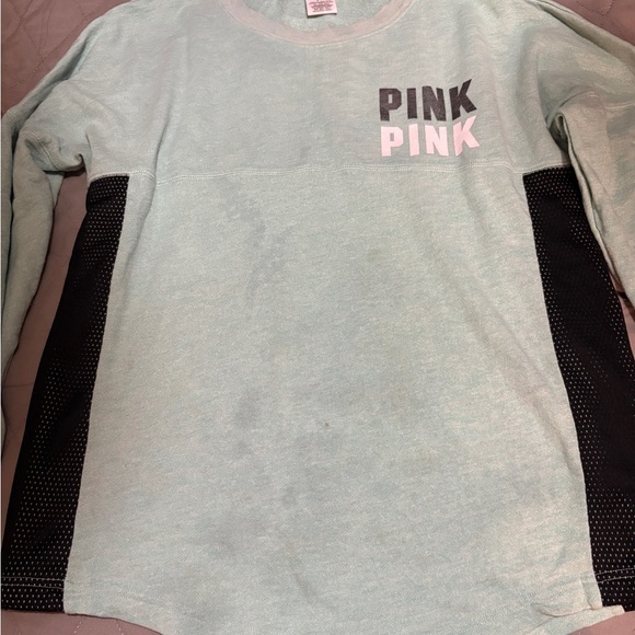 PINK Victoria's Secret Kids Long Sleeve Tee - Light Green and Black - Picture 1 of 5